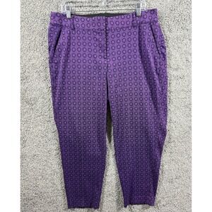 Lane Bryant Ashley Purple‎ Medallion Print Slim Ankle Pants Womens 14